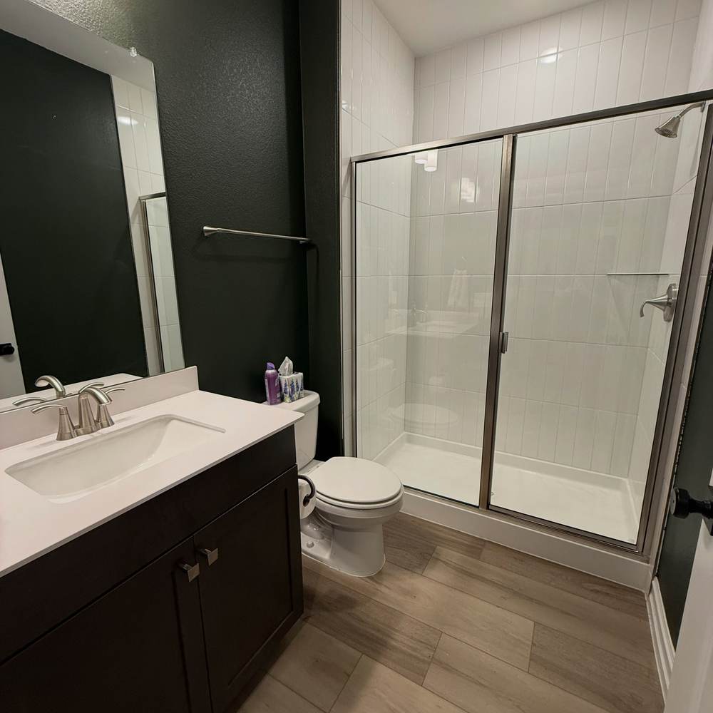 Sparkling bathroom and glass shower